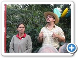 Duo gave a humorous presentation on processing coffee